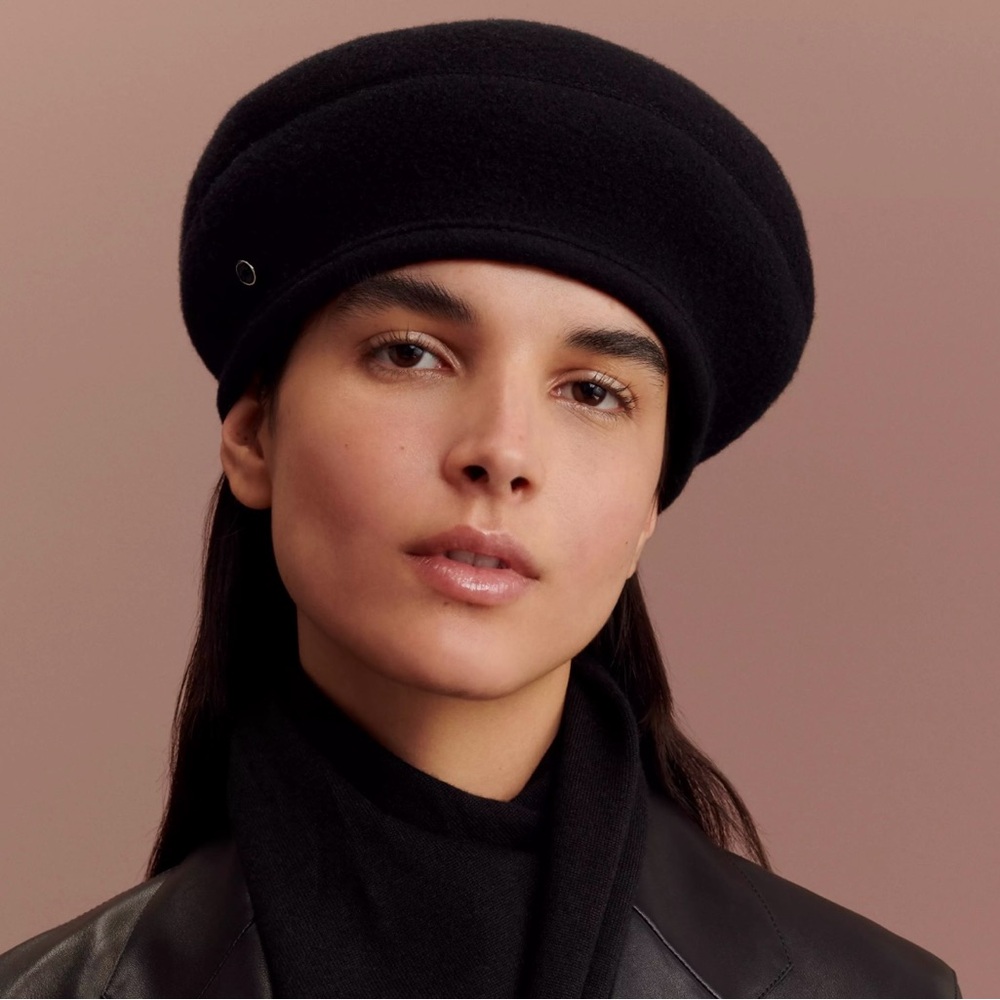 Hermes Saint-Honore Beret Cashmere 58 Black
